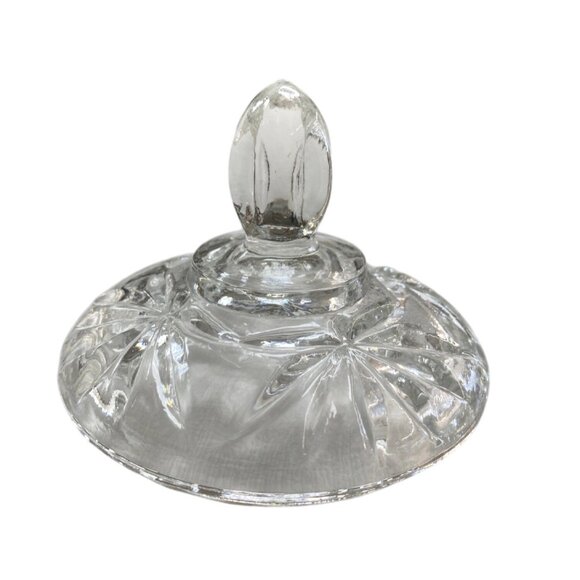 Vintage Starburst Clear Pressed Glass Candy Dish With Lid - Picture 2 of 5